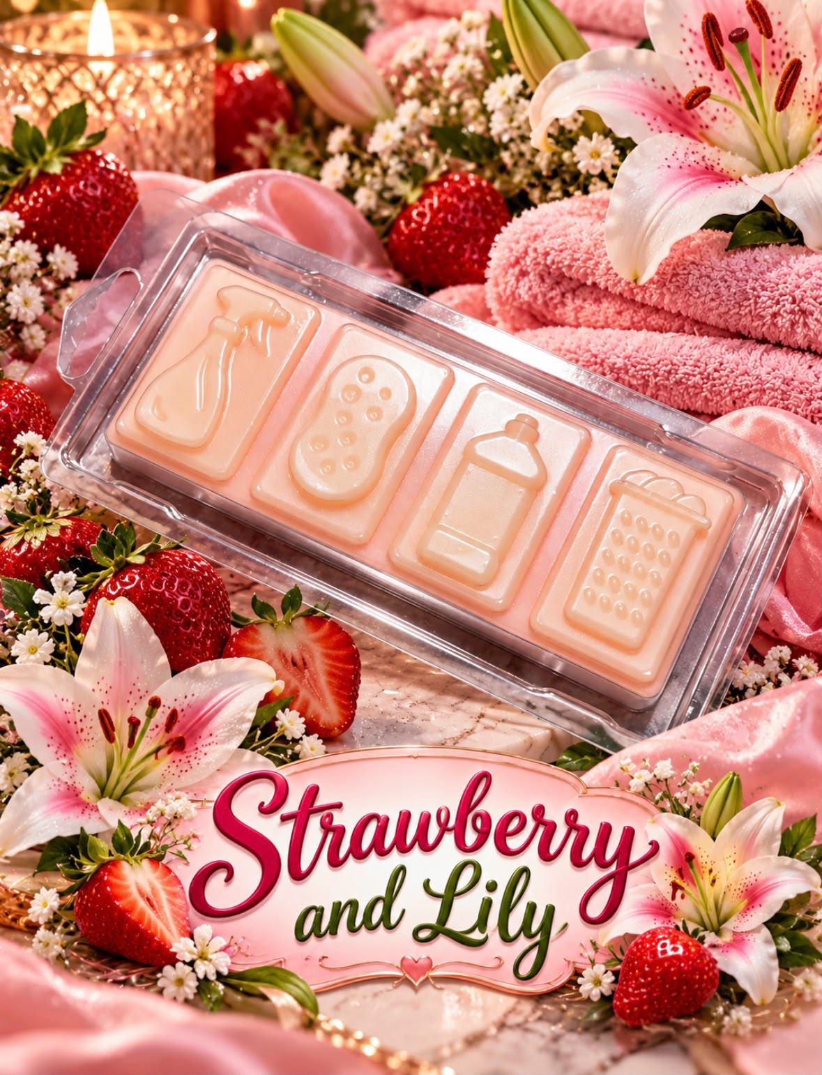Strawberry and Lily Wax Melt Snap Bar