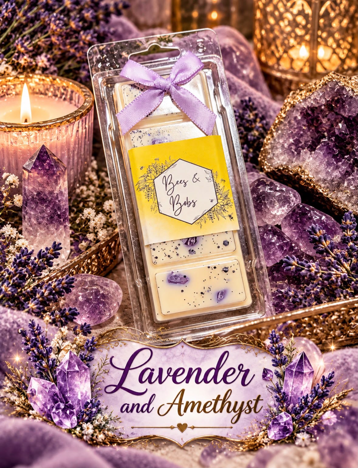Lavender Amethyst Wax Melt Snap Bar