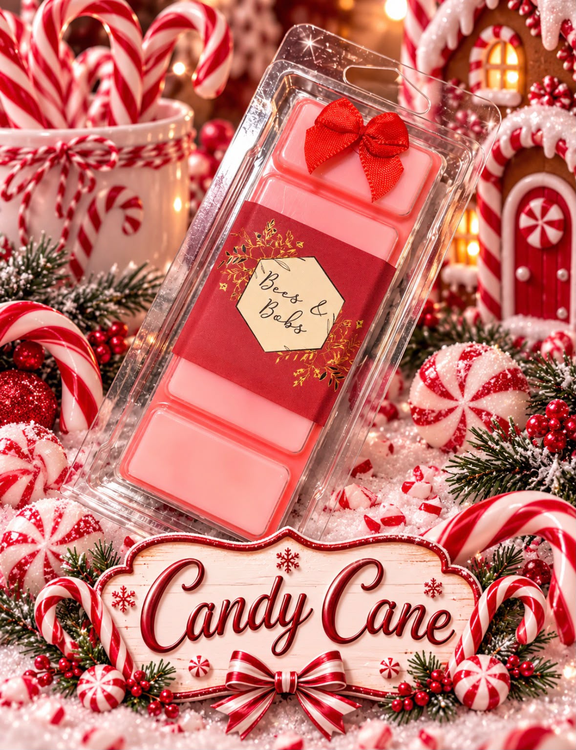 Candy Cane Wax Melt Snap Bar